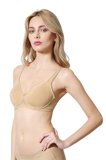 Van Heusen Women’s Shaper Bra – Cotton Easy-Set Lycra, Anti-Bacterial, Wireless, Non-Padded, Encircled Side Panel (11004, Skin, 40D)